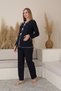 Pregnant and Postpartum Women's Long Sleeve Soft Fabric Bow Tie Waist Adjustable Pajama Set - 2