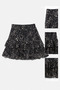 Black and White Patterned Flared Mini Skirt – Stylish Elastic Waist Comfortable Casual Women's Tulle Skirt - 6
