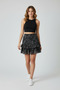 Black and White Patterned Flared Mini Skirt – Stylish Elastic Waist Comfortable Casual Women's Tulle Skirt