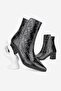 Women's Black Patent Leather Genuine Natural Leather Size 35-40 Thick Heel Pointed Toe Boots & Booties - 3