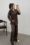 Women's Brown Elastic Waist Zippered Modal Sweat Suit - 4
