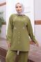 Sparkle Stone Detailed Suit Khaki 19264 - 2