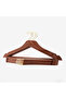 24 Pieces Brown Wood Look Plastic Hangers for Clothes, Shirts, with Gold Hooks - 2