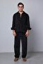 Men's Oversize Velvet Textured Long Sleeve Shirt Black - 3
