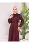 Shirt Collar Cuffed Buttoned Sleeves Belted Top Size Printed Imported Knitted Fabric Full Length Dress - 3