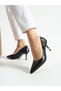 Chemi̇n Black Buckle Detail Heeled Women's Shoes - 4