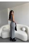 Women's Gray Knitwear Crop Long Slit Skirt Set Hzl25W-Zk1991 - 5
