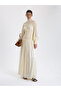 Ecru Gathered Long Dress - 3