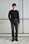 Long Sleeve Black T-Shirt with Metal Studs