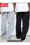 Men's Trackpants 2 (Pieces) Black Gray Opportunity Product Plus Size Quality Loose Fit Flexible Comfortable Fabric - 2