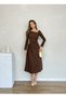 Boat Neck Shoulder Detail Long Leonora Women's Dress for Special Occasions and Daily Wear