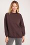 Women's Oversize Wide Cut Cotton 3 Thread Crew Neck Brown Sweatshirt - 4