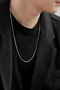 Men's Basic Long Flat Silver Stainless Steel Necklace - 4