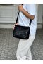 Genuine Leather, Crossbody Strap, Casual Bag, Women's Shoulder Bag, Syah Patterned 25*21*8 cm - 3