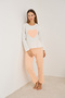 Salmon Heart Embroidered Cotton Ribbed Camisole Knitted Pajama Set25226013 - 2