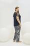 Women's Plus Size Navy Blue Lace Detailed Crew Neck Short Sleeve Pajama Set C9T1N761 - 3