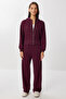 Hooded Knitted Top and Bottom Set Lzv0033 Mürdüm - 2