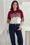 Women's Burgundy Knitted Sweater with Stone Button Detail Standard Size - 4