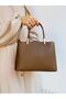 Faux Leather Women's Bag with Shoulder and Hand Straps - 7