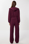 Hooded Knitted Top and Bottom Set Lzv0033 Mürdüm - 7