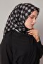 وشاح حريري أسود بنمط البرسيم الصغير