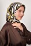 وشاح حريري بنمط زهرة الزنبق الأخضر الزيتي - 3