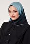 وشاح حريري منسوج بنمط التويل باللون الفيروزي - 4
