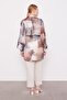 Gray Mixed Brush Pattern Chiffon Tunic - 6