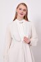 Beige Chiffon Sleeves Stone Detail Double Set - 4