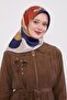 وشاح حريري بنمط دائري من قماش التويل باللون النيلي - 3