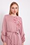 Powder Neckline Floral Detailed Cupra Dress - 4