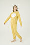 Closed Eye Printed Pajama Set with Leg and Waist White Rubber Detail - 3