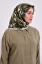 Grass Green Marbled Pattern Twill Silk Scarf - 2