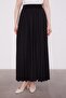 Black Stone Collar Detail Pleated Skirt Set - 5