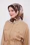 وشاح حريري أسود بنمط تويل مخطط تجريدي