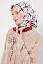 وشاح حريري من التويل بنمط ديزي باللون العنابي - 2