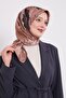 وشاح حريري بنمط تويل بنقشة الورد التجريدي باللون البني الشوكولاتة - 3