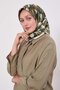 Grass Green Marbled Pattern Twill Silk Scarf - 3