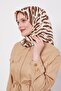 وشاح حريري كبير بنمط الفهد باللون البني - 3