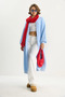Women's Baby Blue Shawl Collar Soft Textured Bearded Long Knitwear Soft Cardigan Th251015 60283574 - 3