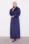 Navy Blue Belt Detailed Satin Dress - 2