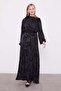 Black Ruffle Detailed Cupra Dress
