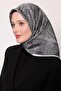 وشاح حريري بنمط عرقي تجريدي باللون الرمادي