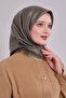 وشاح حريري من التويل مع حواف خضراء - 2