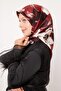 Burgundy Lotus Flower Twill Silk Scarf - 3