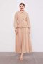 Beige Skirt with Pleated Hem Cupra Skirt Set