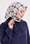 وشاح حريري من التويل بنمط ديزي باللون البيج - 2