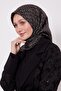 وشاح حريري بنمط الكتابة اليدوية باللون الأسود - 2