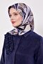 وشاح حريري بنمط الشطرنج باللونين الأسود والأزرق - 2
