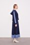 Navy Blue Short Cardigan Zipper Closure Skirt Set - 3